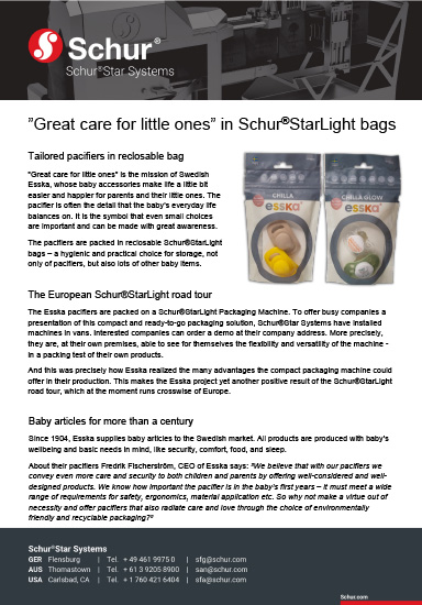 Esska delivers great care for little ones in Schur®StarLight bags