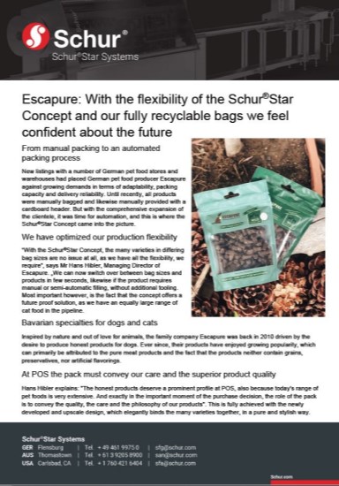 Escapure: With the flexibility of the Schur®Star Concept and our fully recyclable bags we feel confident about the future